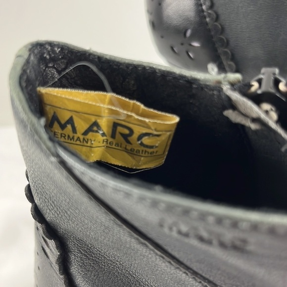 Marc Grey & Black Leather Booties w/ Eyelet Embellishments - Picture 2 of 13